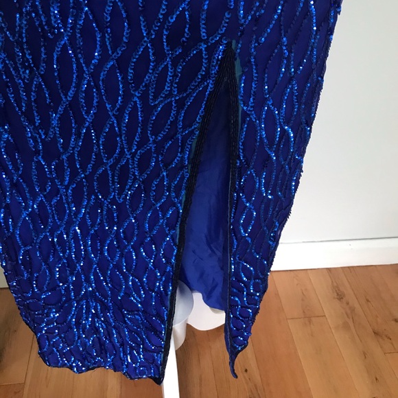 Laurence Kazar blue sequins dress - Picture 3 of 13